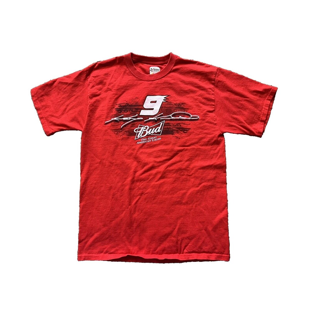 Kasey Kahne Chase Authentics Nascar Men's T Shirt #9 Budweiser Size Medium Red